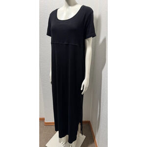 RALPH LAUREN KNIT T SHIRT DRESS SZ LARGE MAXI BLACK WOMEN'S